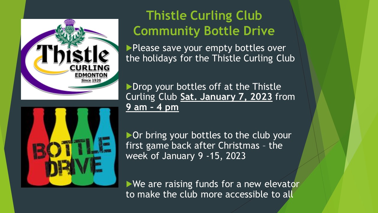 Thistle Curling Club Edmonton Bottle Drive Fundraiser